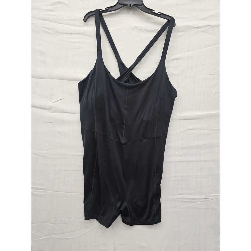 All in Motion Womens Black Active Bodysuit Cross Back Romper 4X 214 02 3422